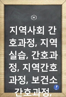 지역사회 간호과정, 지역실습, 간호과정, 지역간호과정, 보건소간호과정, 보건소, 보건지소