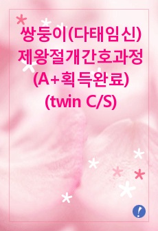 쌍둥이 다태임신 제왕절개 분만 간호과정  (A+획득완료) (twin C/S, Cesarean Section) 여성건강간호학 실습 case study