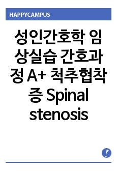 성인간호학 임상실습 간호과정 A+ 척추협착증 Spinal stenosis 구체적