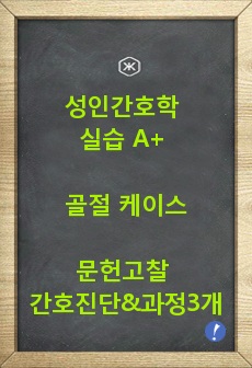 성인간호학 실습 A+ 받은 골절 케이스, 문헌고찰, 간호진단3개 간호과정3개 (케이스스터디)