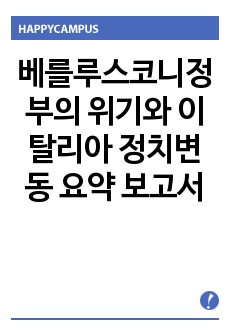 베를루스코니정부의 위기와 이탈리아 정치변동 요약 보고서