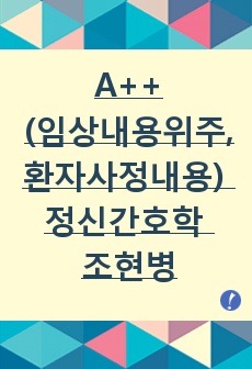 A++(임상내용위주, 환자사정내용 자세함!!) 정신간호학 Schizophrenia 케이스 스터디