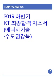 2019 하반기 KT 최종합격 자소서 (에너지기술-수도권강북)