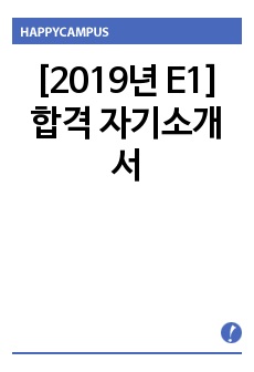 [2019년 E1] 합격 자기소개서