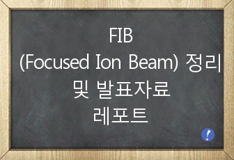 FIB (Focused Ion Beam) 정리 및 발표자료 레포트