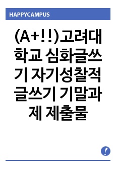 (A+!!)고려대학교 심화글쓰기 자기성찰적글쓰기 기말과제 제출물