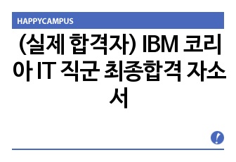 (실제 합격자) IBM 코리아 IT 직군 최종합격 자소서