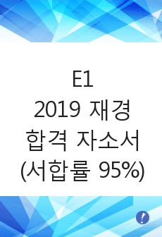 E1 2019 재경 합격 자소서 (서합률 95%)