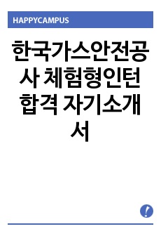 한국가스안전공사 체험형인턴 합격 자기소개서