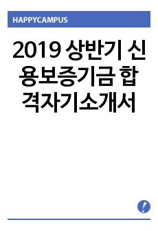 2019 상반기 신용보증기금 합격자기소개서
