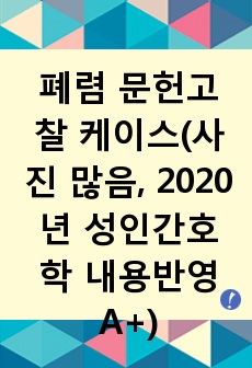 폐렴 문헌고찰 케이스 (사진 많음, 2020년 성인간호학 내용 반영, A+받았고 교수님들이 후배들 보여준다고 프린트해갔습니다.)