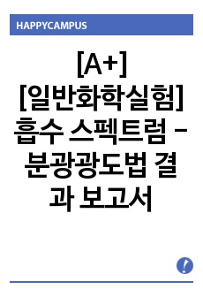 [A+][일반화학실험] 흡수 스펙트럼 - 분광광도법 결과 보고서