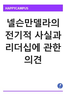 넬슨만델라의 전기적 사실과 리더십에 관한 의견