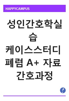 성인간호학실습 케이스스터디 폐렴 사례연구보고서 A+ 자료입니다. 간호진단3 간호과정2