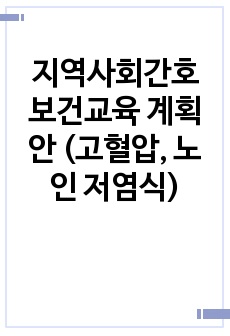 지역사회간호 보건교육 계획안 (고혈압, 노인 저염식)