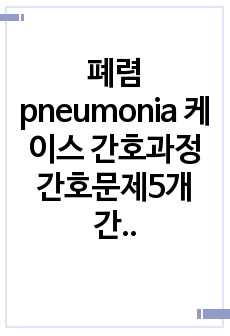 폐렴 pneumonia 케이스 간호과정 간호문제5개 간호과정2개(비효과적 기도 청결, 수면부족)