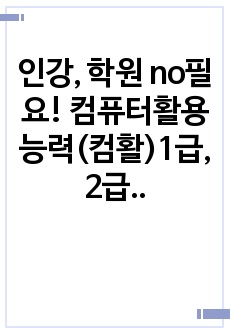 인강, 학원 no필요! 컴퓨터활용능력(컴활)1급, 2급 함수들 상세한 예제(이미지)보면서 확실히 내것만들기.PDF