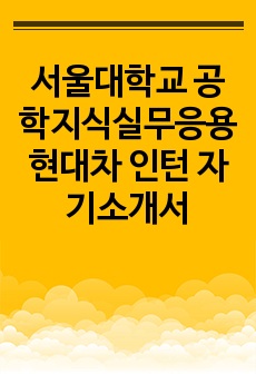 서울대학교 공학지식실무응용 현대차 인턴 자기소개서