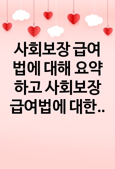 사회보장 급여법에 대해 요약하고 사회보장 급여법에 대한 자신이 생각하는 문제점을 서술하세요.