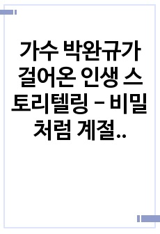 가수 박완규가 걸어온 인생 스토리텔링 - 비밀처럼 계절이 흘러 상처들이 아물어 가면