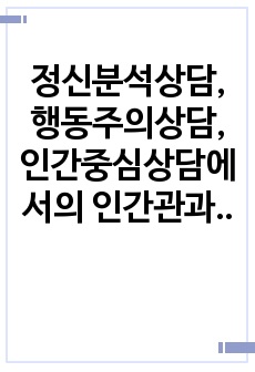 정신분석상담, 행동주의상담, 인간중심상담에서의 인간관과 심리적 증상(우울, 불안, 분노 등)이 나타나는 이유(원인)에 대해 비교 설명하고 자신의 관점을 밝히시오.