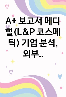 A+ 보고서 메디힐(L&P 코스메틱) 기업 분석, 외부, 내부 SWOT, STP, 4P, 전략적 혁신, 추후 전략적 혁신 방안 제안, 해외(이라크) 진출 계획안