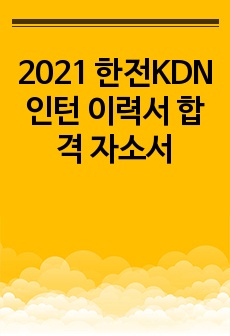 2021 한전KDN인턴 이력서 합격 자소서