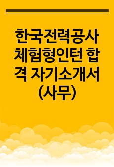 2022 상반기 한국전력공사 체험형인턴 합격 자기소개서 (사무)