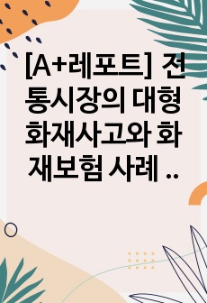 [A+레포트] 전통시장의 대형화재사고와 화재보험 사례 분석