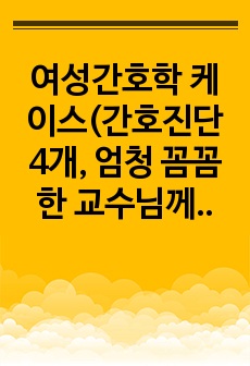 여성간호학 케이스(간호진단 4개, 엄청 꼼꼼한 교수님께 칭찬받은 A+자료)