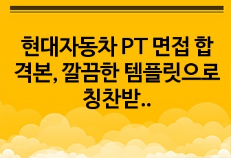 현대자동차 PT 면접 합격본, 깔끔한 템플릿으로 칭찬받았습니다!