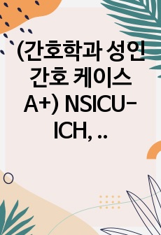 (간호학과 성인간호 케이스 A+) NSICU-ICH, 감염위험성/피부손상위험성