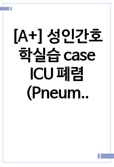[A+] 성인간호학실습 case ICU 폐렴(Pneumonia) 진단 9개, 과정 2개