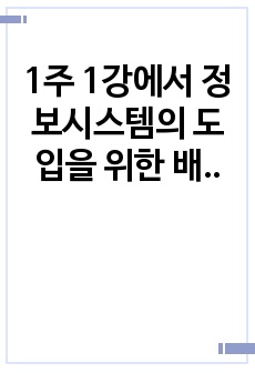 <A+과제> 1주 1강에서 정보시스템의 도입을 위한 배경과 필요성에 대해 학습했습니다. 기업의 경영활동 과정에서 발생한 문제를 해결하기 위해 문제점과 이슈를 정의하고, 이를 해결하기 위한 노력을 설명하십시..