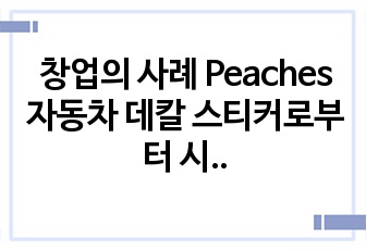 창업의 사례 Peaches 자동차 데칼 스티커로부터 시작된 사업