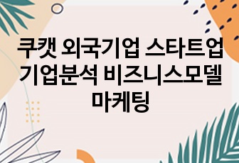 쿠캣 외국기업 스타트업 기업분석 비즈니스모델 마케팅