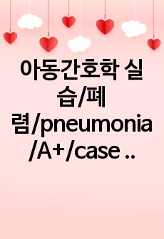 아동간호학 실습/폐렴/pneumonia/A+/case study/간호진단 3개