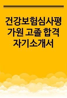 건강보험심사평가원 고졸 합격 자기소개서