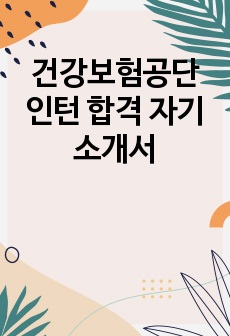 건강보험공단 인턴 합격 자기소개서