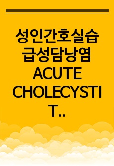 성인간호실습 급성담낭염 ACUTE CHOLECYSTITIS CASE STUDY 간호진단 3개 간호과정 1개