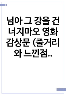 님아 그 강을 건너지마오 영화 감상문 (줄거리와 느낀점 포함)