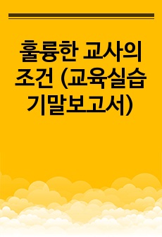 훌륭한 교사의 조건 (교육실습 기말보고서)