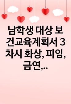 남학생 대상 보건교육계획서 3차시 화상, 피임, 금연, 보건교육, 교육매체, 교육목표, 교육내용, 교육계획서