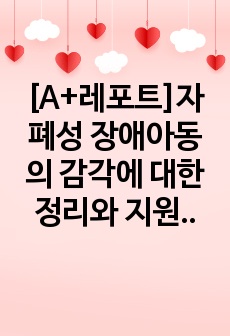 [A+레포트]자폐성 장애아동의 감각에 대한 정리와 지원 전략 세우기