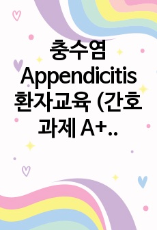 충수염 Appendicitis 환자교육 (간호과제 A+)