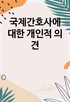 국제간호사에 대한 개인적 의견