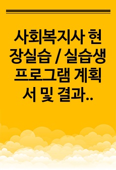 사회복지사 현장실습 / 실습생 프로그램 계획서 및 결과보고서