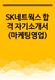 SK네트웍스 합격 자기소개서(마케팅영업)