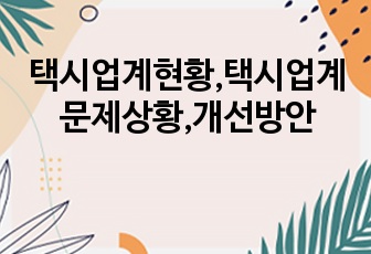 택시업계현황,택시업계문제상황,개선방안