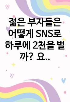 젊은 부자들은 어떻게 SNS로 하루에 2천을 벌까? 요약 및 독후감